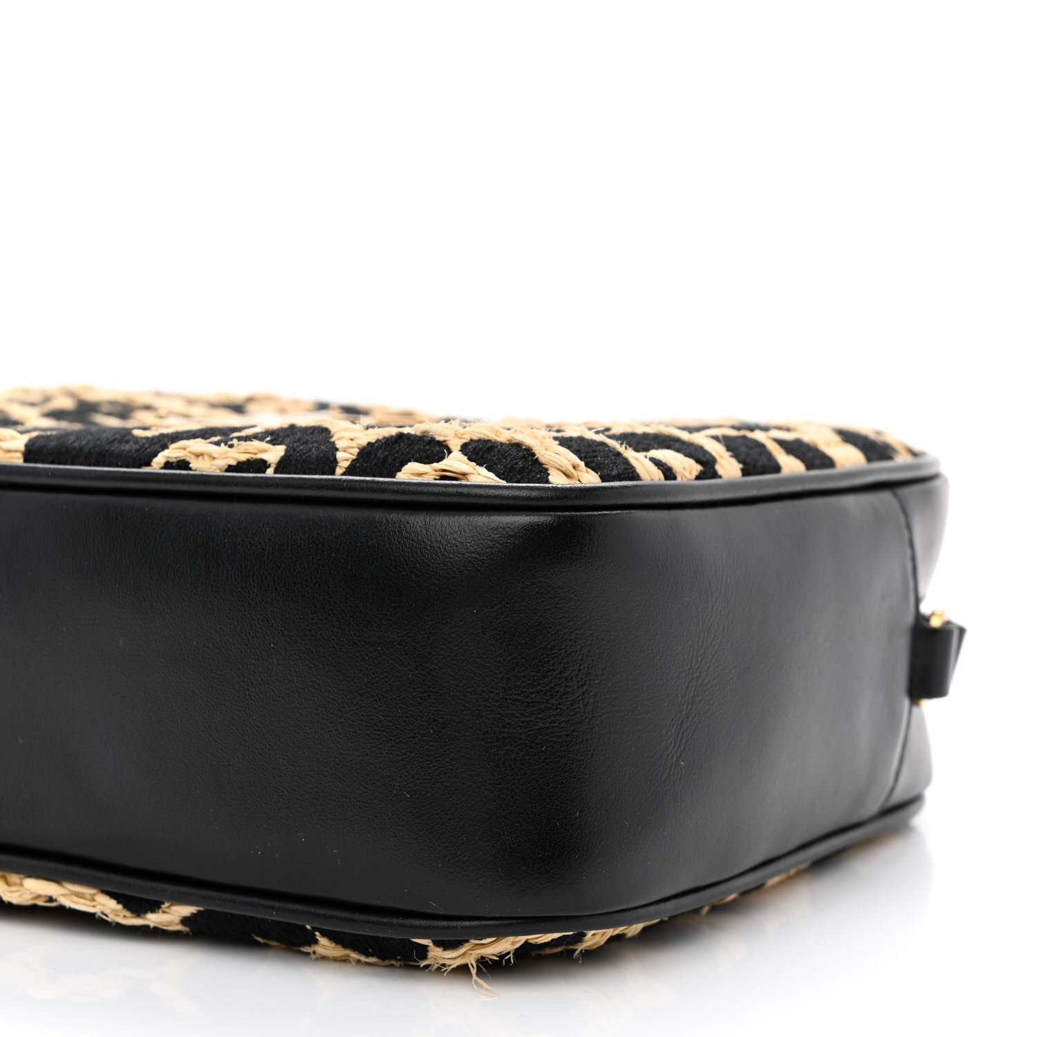 Saint Laurent Raffia Calfskin Leopard Print Monogram Lou Camera Bag Natural Beige Black 10 of 11