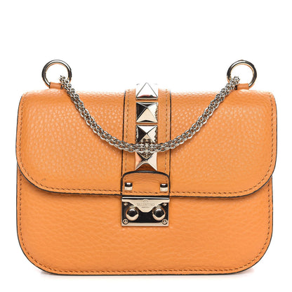 Valentino Garavani Pebbled Calfskin Small Glam Lock Rockstud Flap Mandarin Sorbet 1 of 10