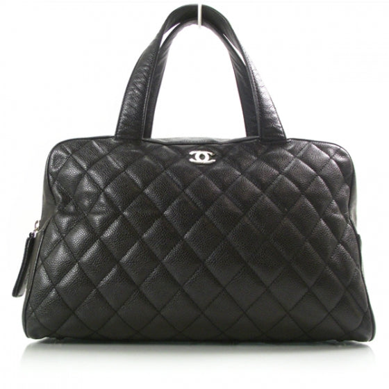 Caviar Quilted Bowler Tote