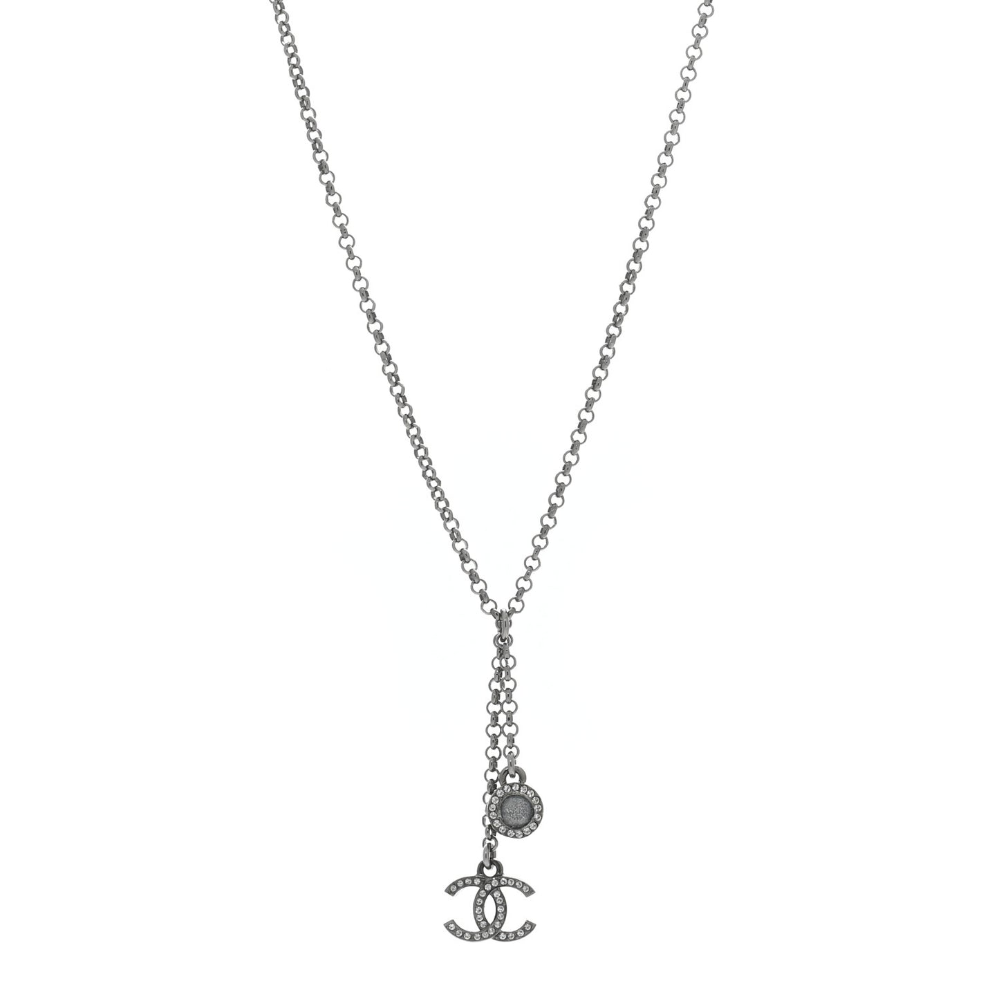 Ruthenium Crystal CC Drop Necklace Black