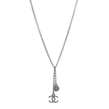 Chanel Ruthenium Crystal CC Drop Necklace Black 1 of 5