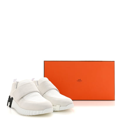 Hermes Suede Goatskin Mesh Fabric H Sneakers 38 White 10 of 10