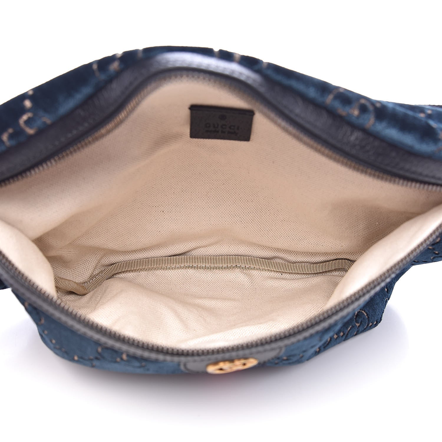 Gucci Velvet GG Monogram Web Belt Bag Blue Beige 5 of 9