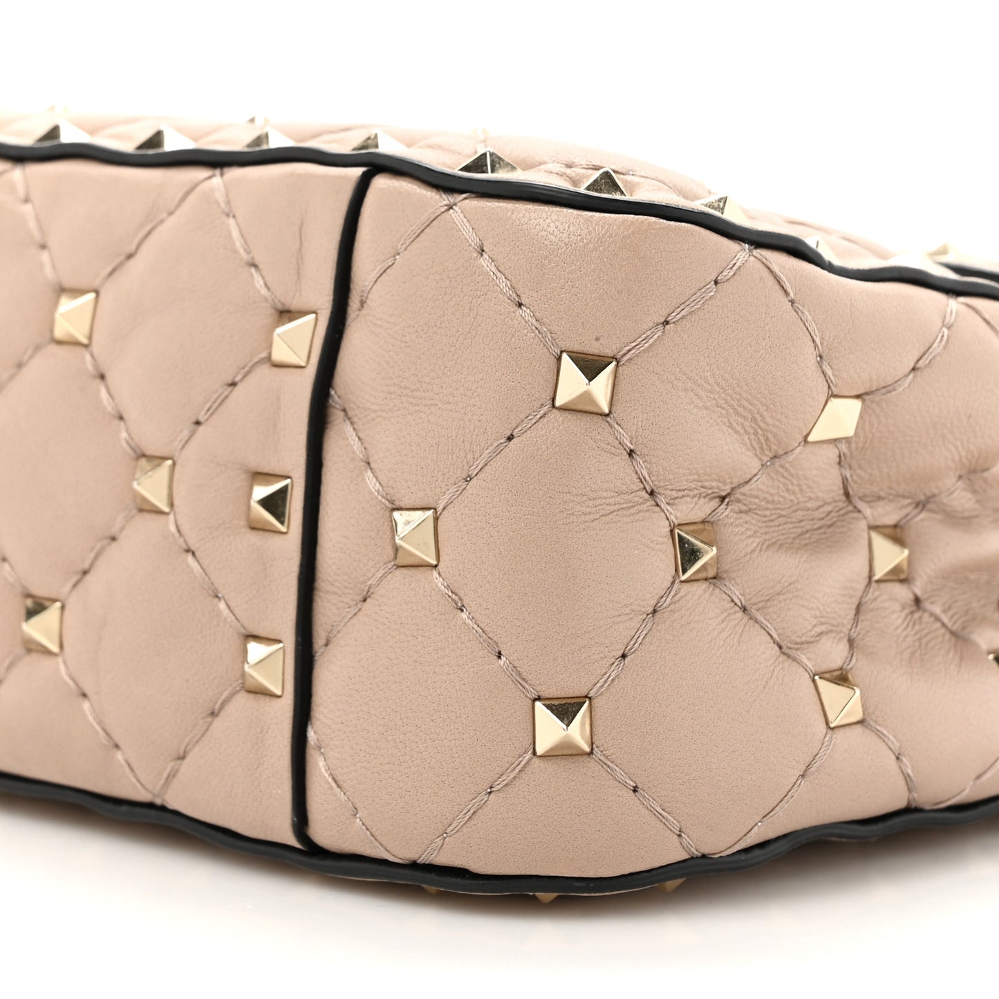Nappa Medium Rockstud Spike Shoulder Bag Poudre