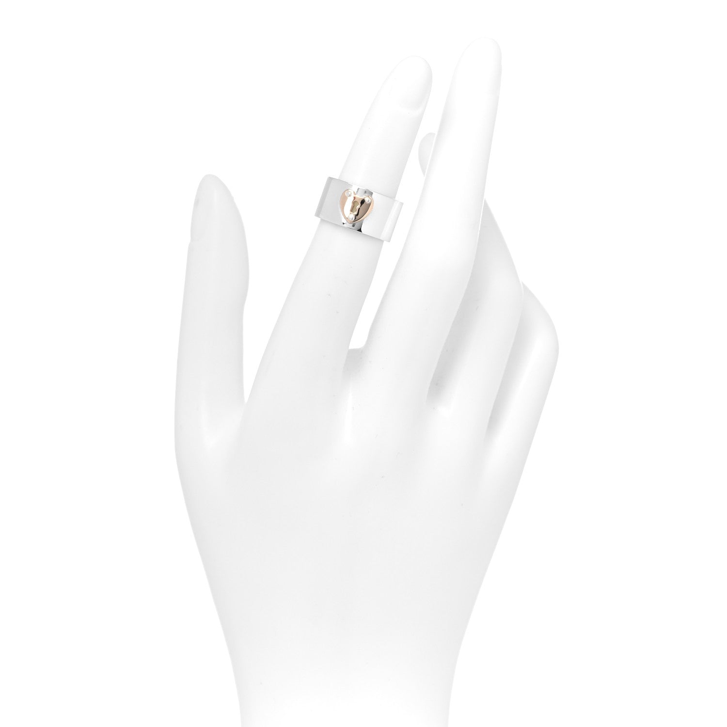 Tiffany Sterling Silver 18K Rose Gold Heart Lock Band Ring 47 4 2 of 4
