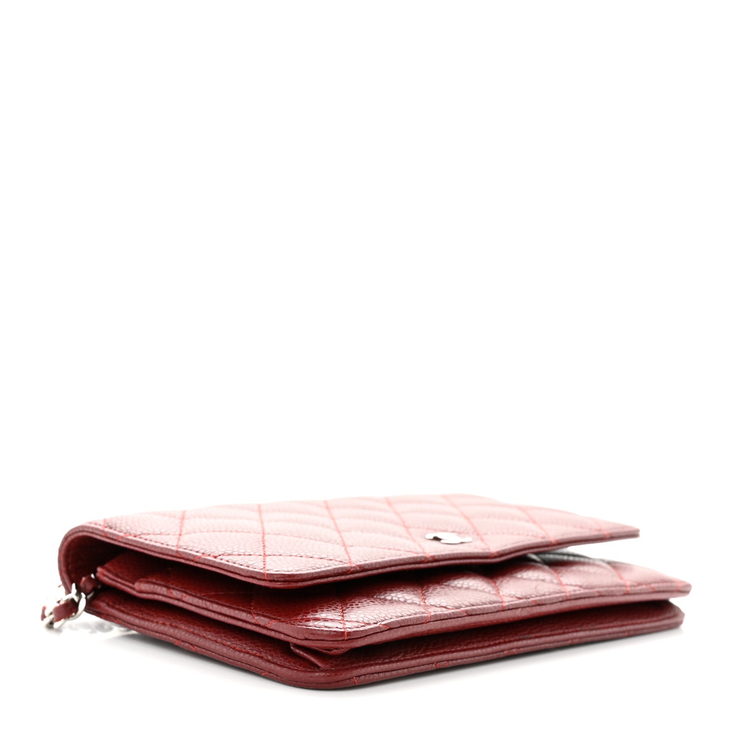 Caviar Quilted Wallet on Chain WOC Dark Red