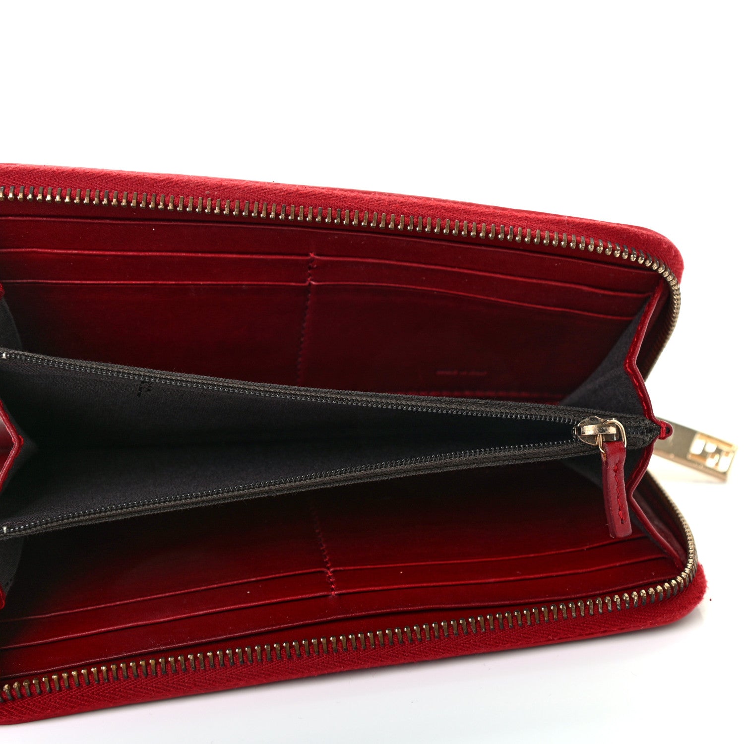 Fendi Textured Calfskin Zip Around Wallet Red 5 of 10