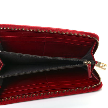 Fendi Textured Calfskin Zip Around Wallet Red 5 of 10