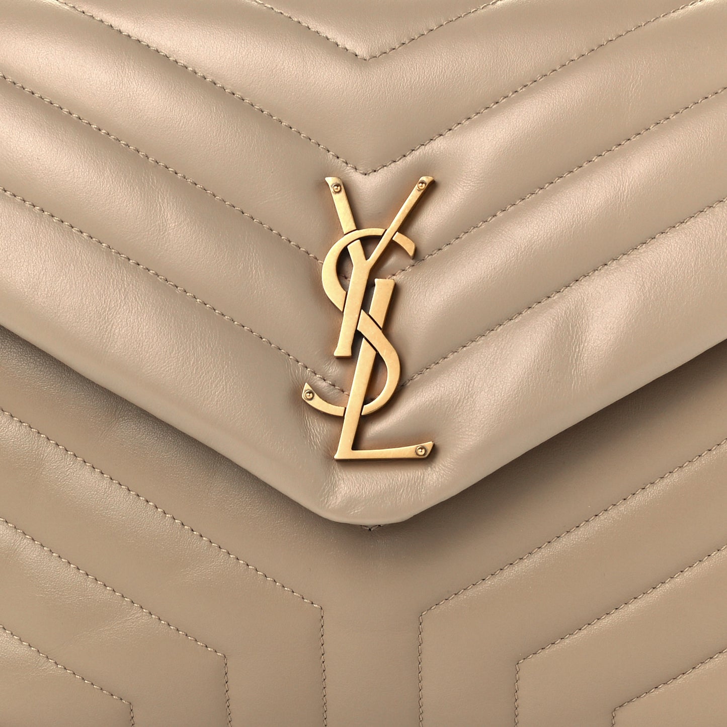 Calfskin Y Quilted Monogram Medium Loulou Chain Satchel Light Natural