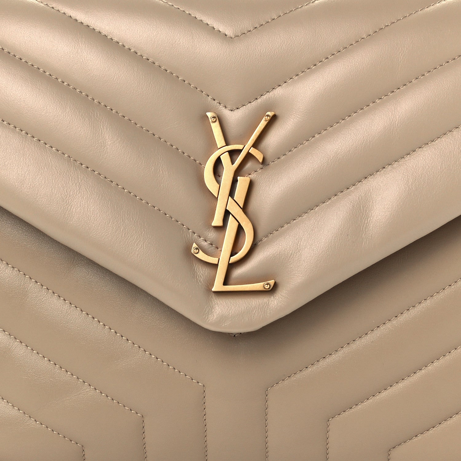 Saint Laurent Calfskin Y Quilted Monogram Medium Loulou Chain Satchel Light Natural 8 of 10
