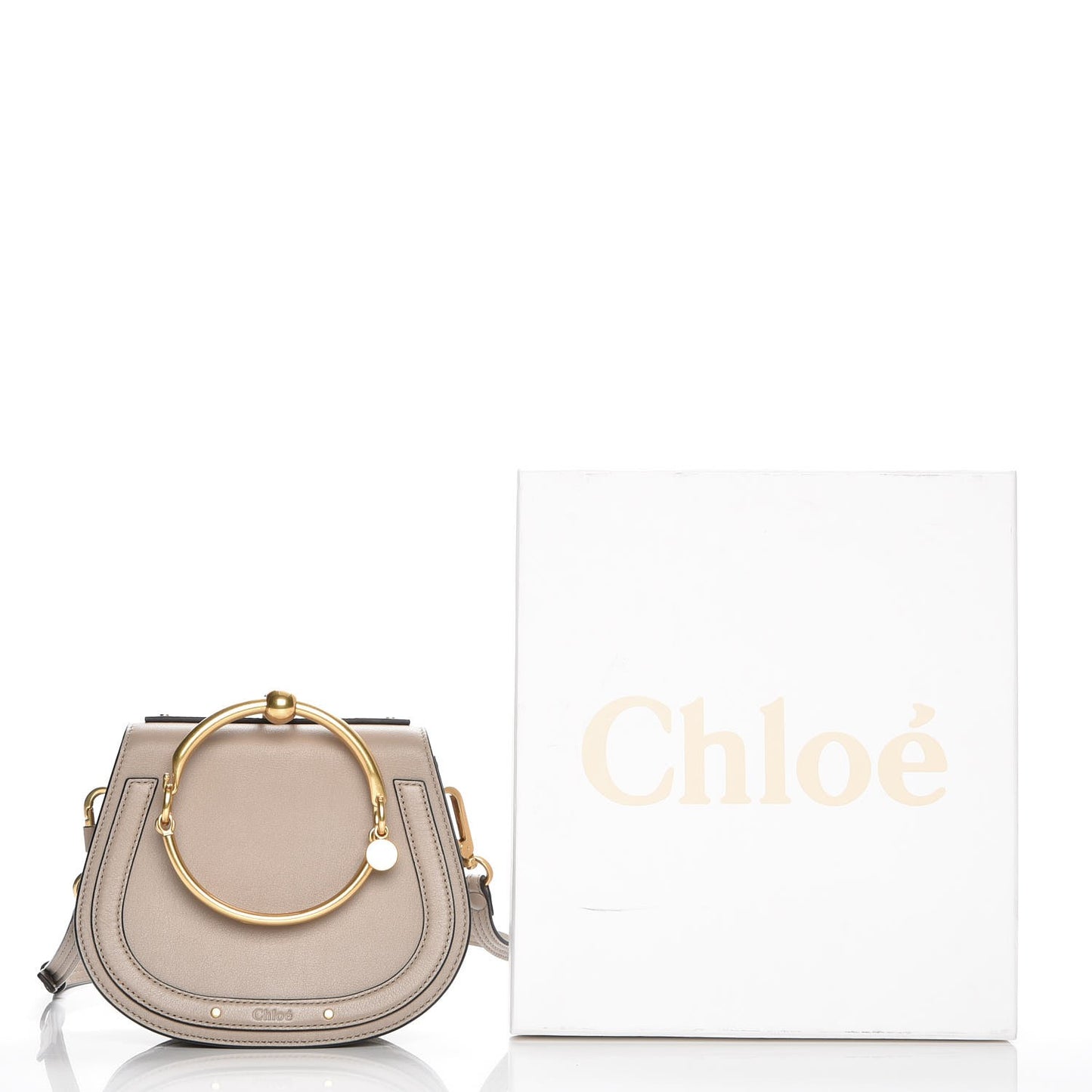 Calfskin Suede Small Nile Bracelet Bag Motty Grey