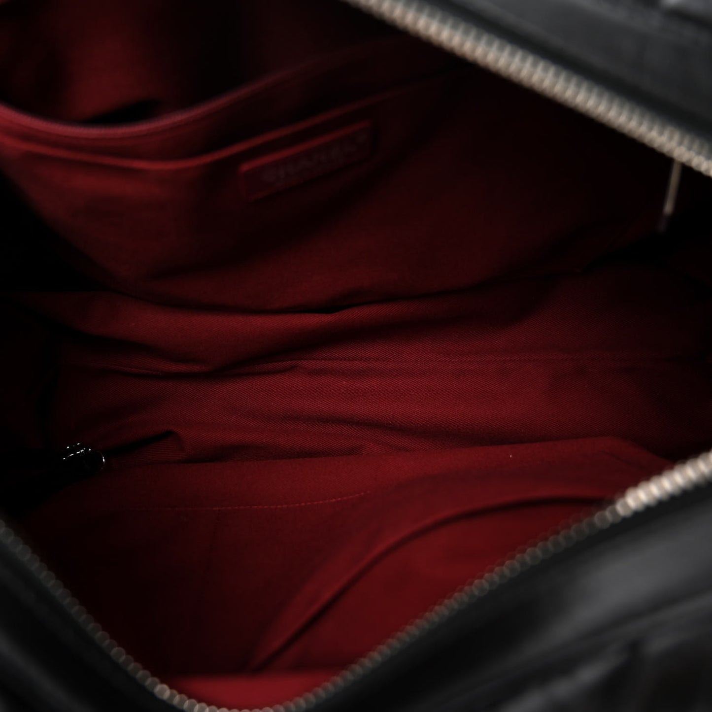 Aged Calfskin Chevron Quilted Duffle Bag Black