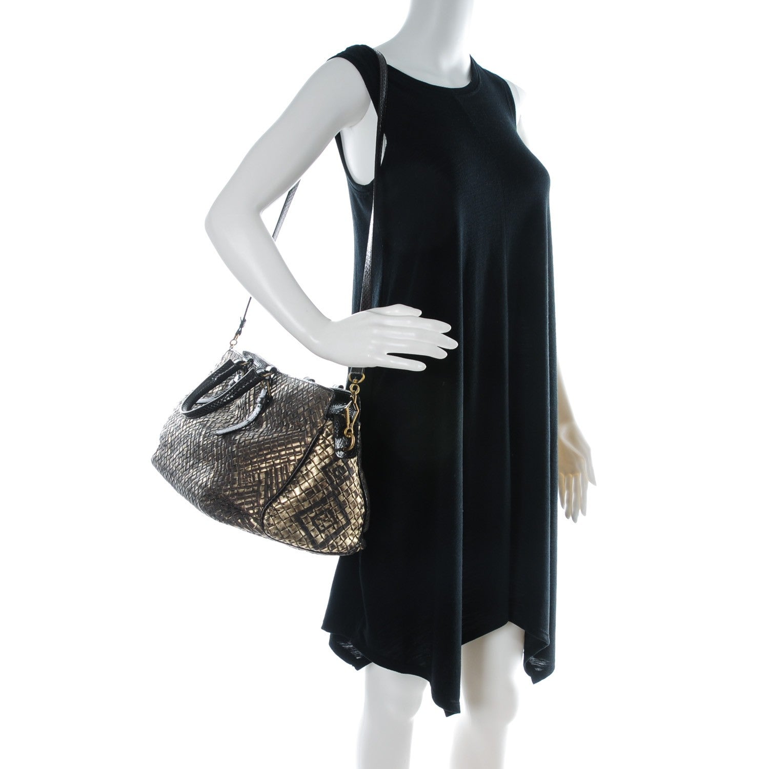 Bottega Veneta Snakeskin Burnished Intrecciato Bisanzio Tote 2 of 9