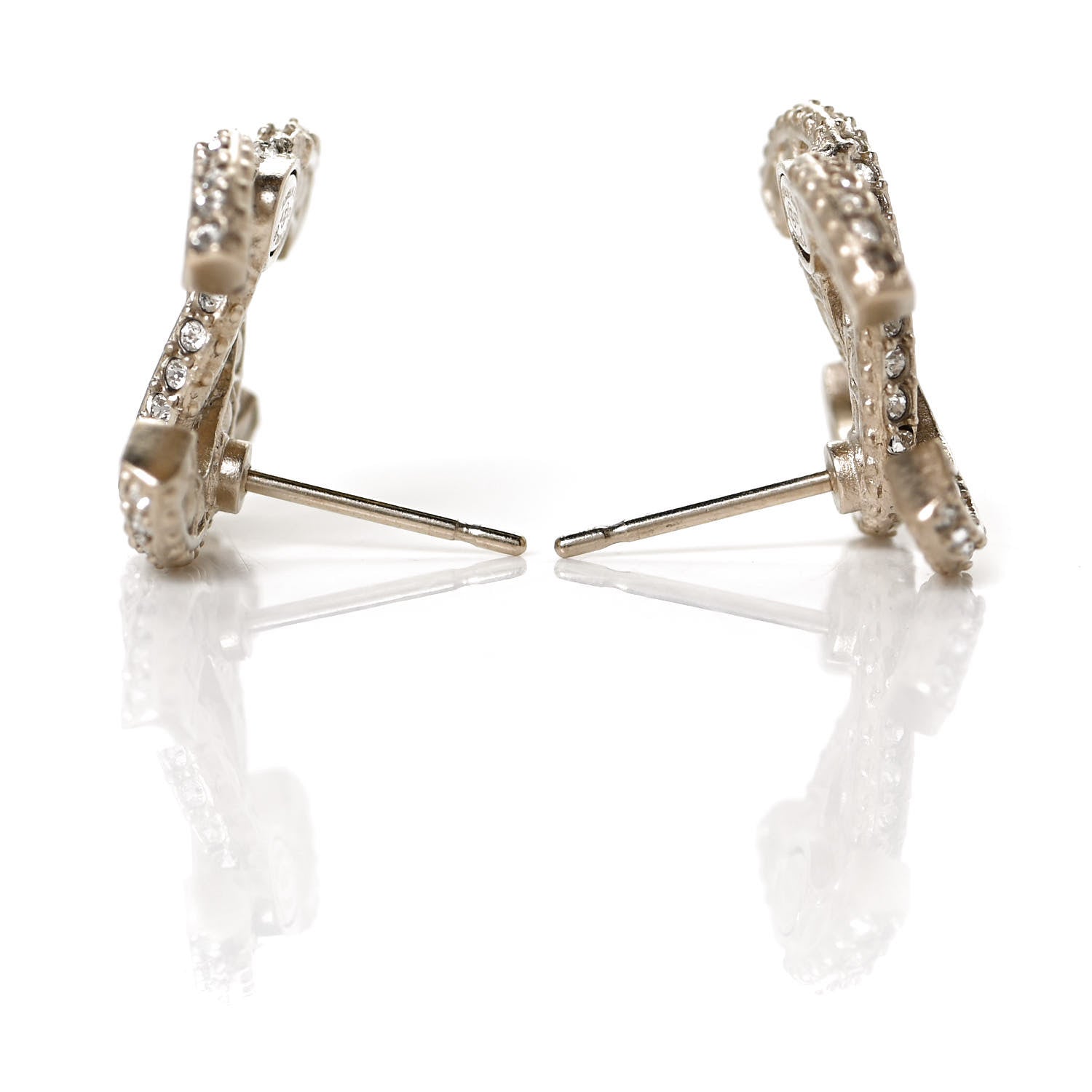 Chanel Crystal Timeless CC Earrings Gold 4 of 6