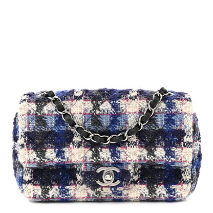 Chanel Tweed Quilted Mini Rectangular Flap Blue Multicolor 1 of 11