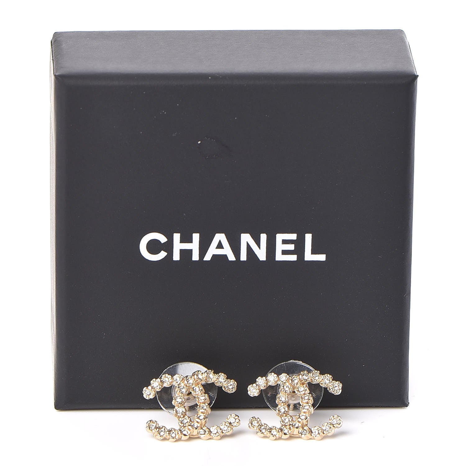 Chanel Crystal CC Earrings Gold 5 of 5