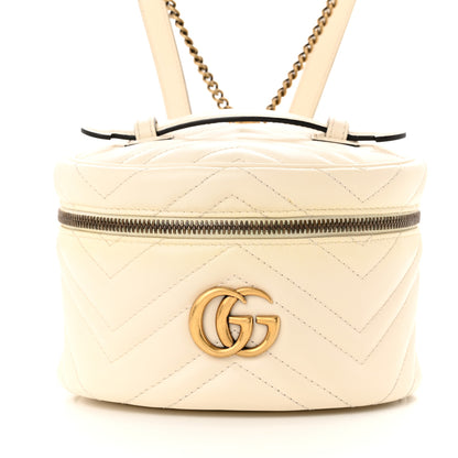 Gucci Calfskin Matelasse Mini GG Marmont Round Backpack White 8 of 12