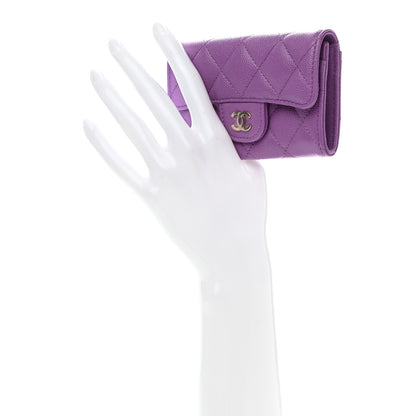 Chanel Caviar Quilted Flap Card Holder Wallet Purple 2 of 9