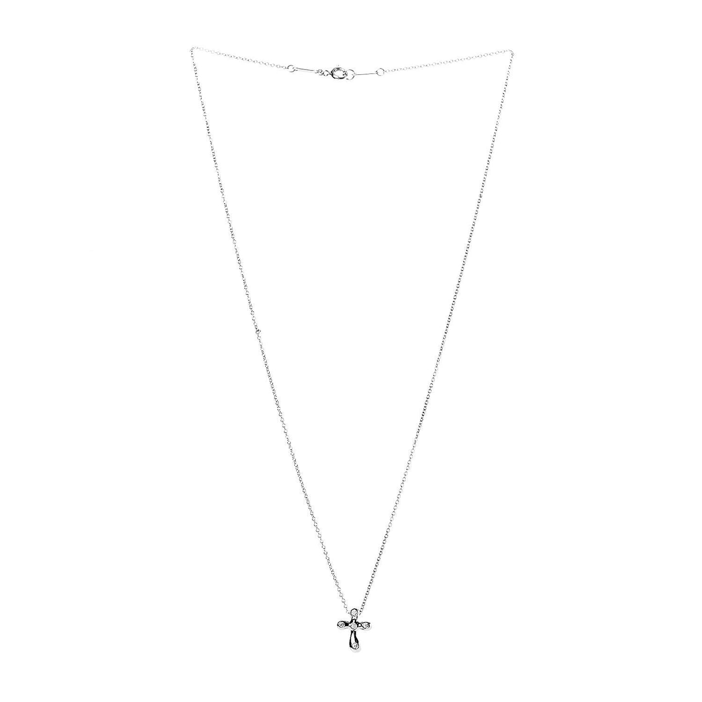 Platinum Diamond 12mm Elsa Peretti Cross Pendant Necklace