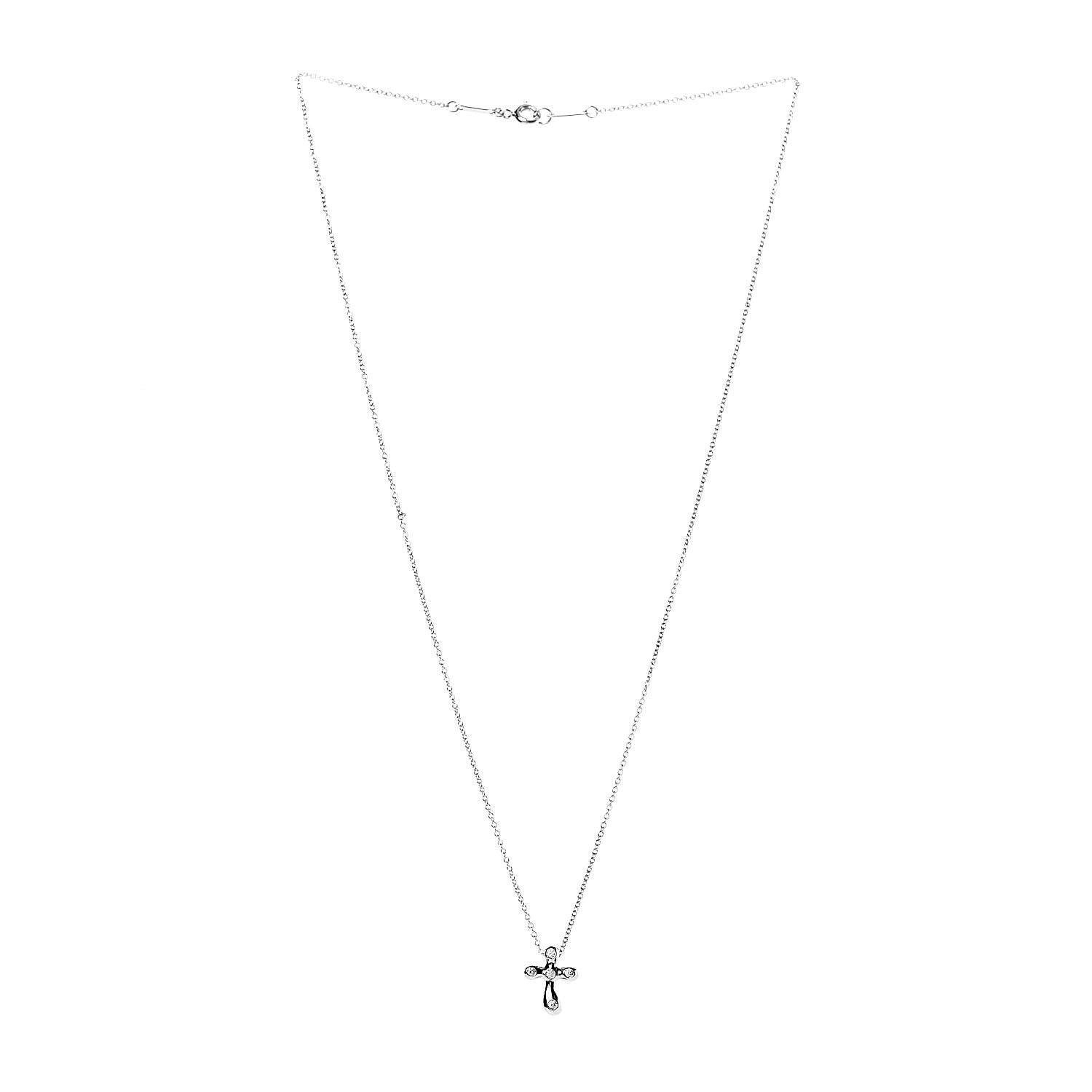 Tiffany Platinum Diamond 12mm Elsa Peretti Cross Pendant Necklace 3 of 6