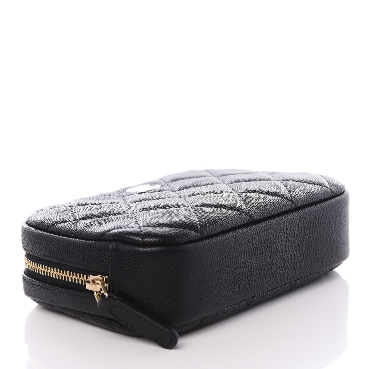 Chanel Caviar Quilted Small Curvy Pouch Cosmetic Case Black 3 of 9