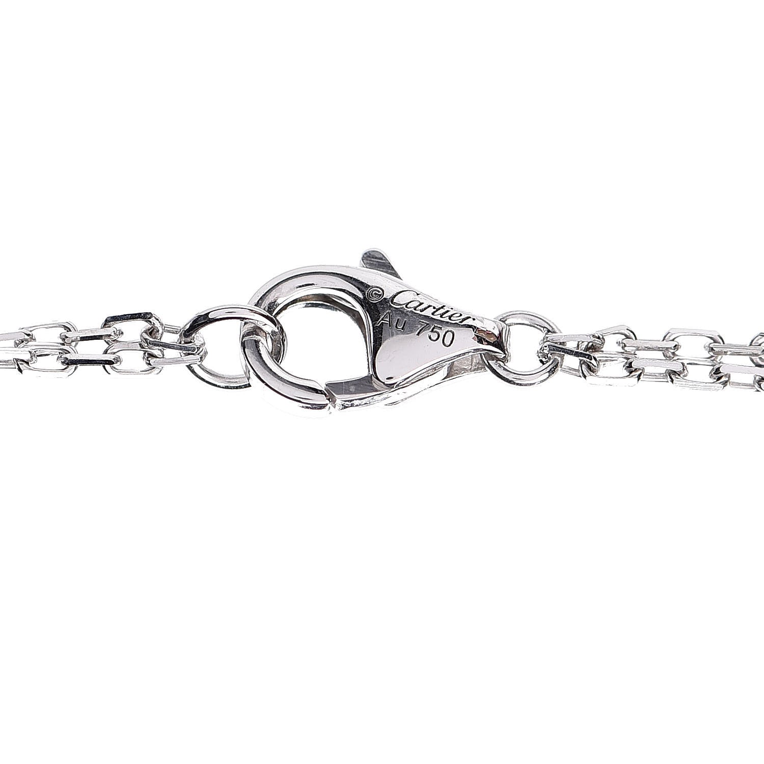Cartier 18K White Gold Diamond Onyx Emerald Panthere De Pendant Necklace 6 of 7