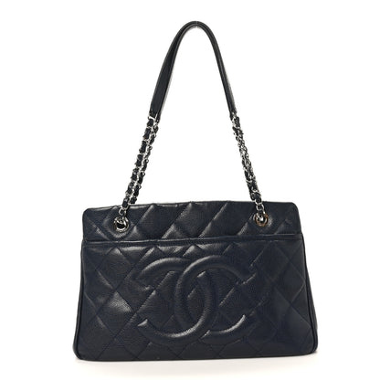 Chanel Caviar Quilted Timeless CC Soft Tote Navy Blue 1 of 10