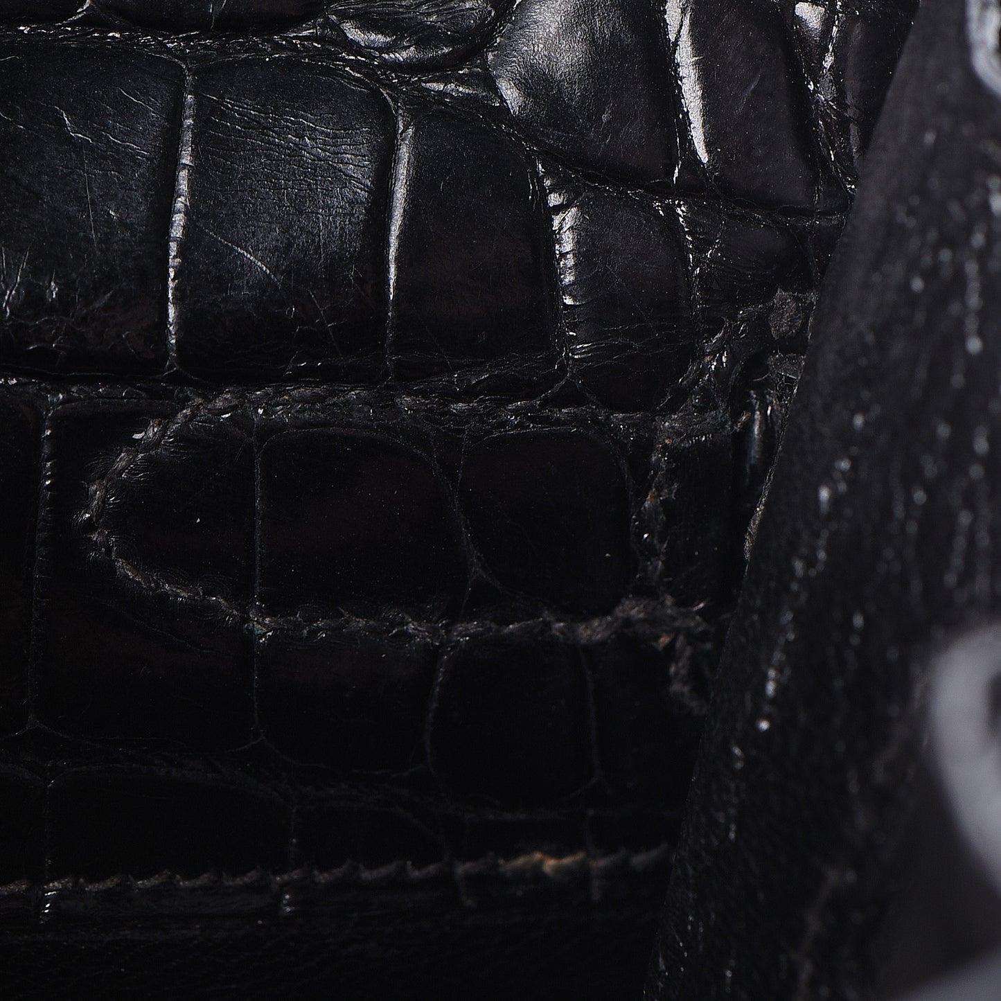 Shiny Porosus Crocodile Kelly Sellier 32 Black
