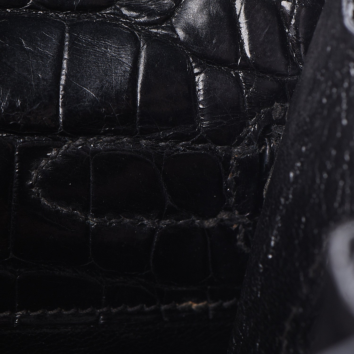 Hermes Shiny Porosus Crocodile Kelly Sellier 32 Black 14 of 28