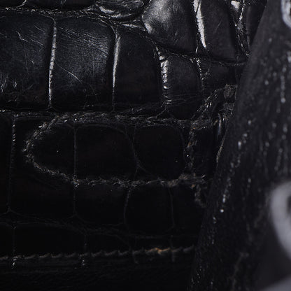 Hermes Shiny Porosus Crocodile Kelly Sellier 32 Black 14 of 28