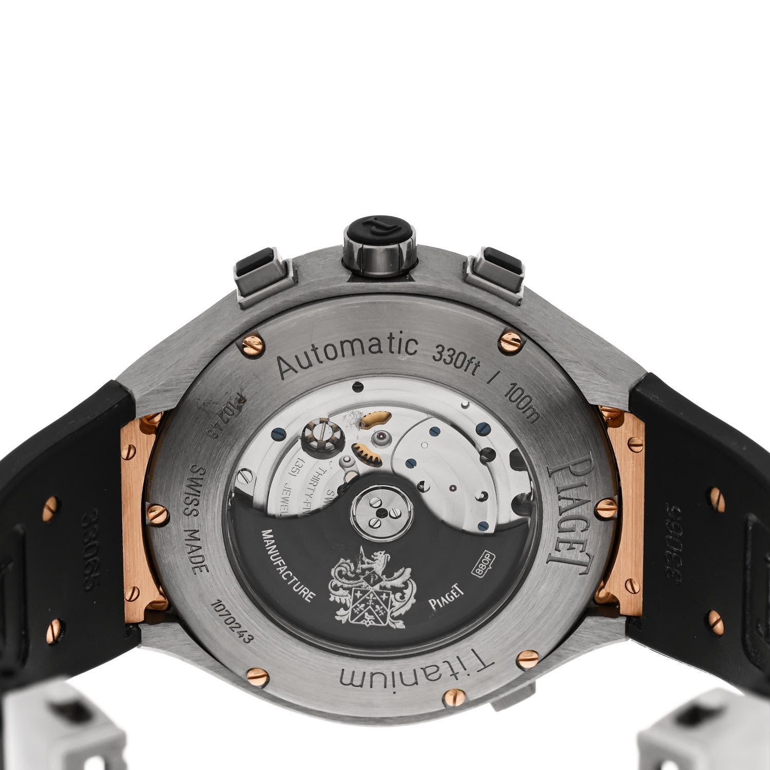 Piaget 18K Rose Gold Titanium Rubber 45mm Polo FortyFive Flyback Chronograph Automatic Watch Black 4 of 4