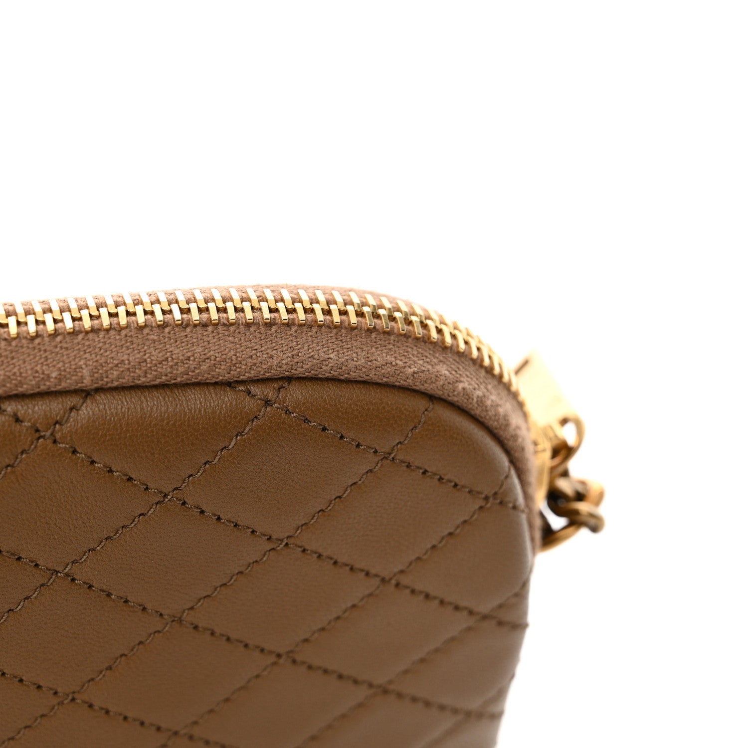 Saint Laurent Lambskin Quilted Gaby Zipped Pouch Dark Cork 12 of 14