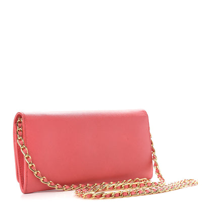 Prada Saffiano Metal Oro Chain Wallet Fragola 3 of 9