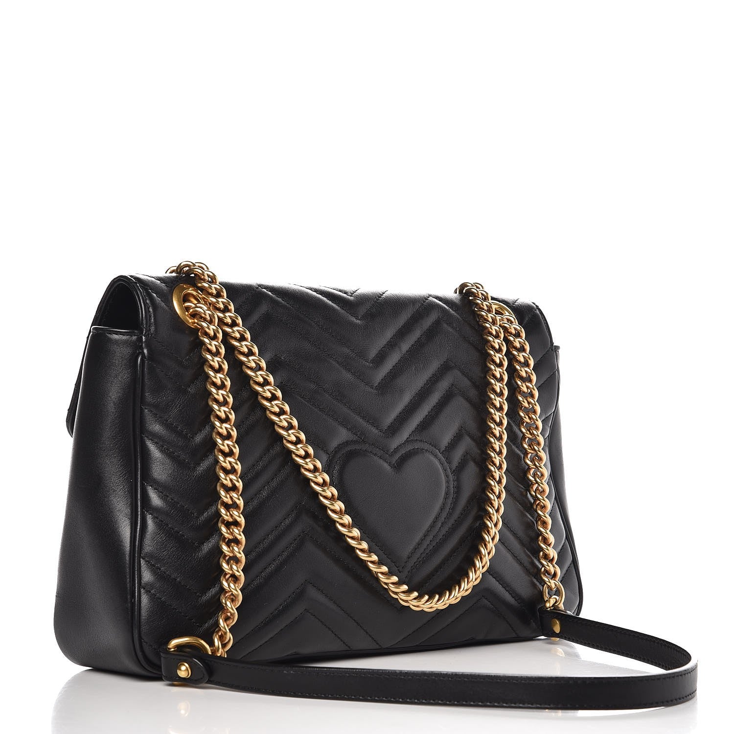 Gucci Calfskin Matelasse Medium GG Marmont Shoulder Bag Black 3 of 10