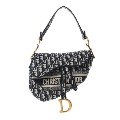 Christian Dior Oblique Embroidered Saddle Bag Blue 1 of 8