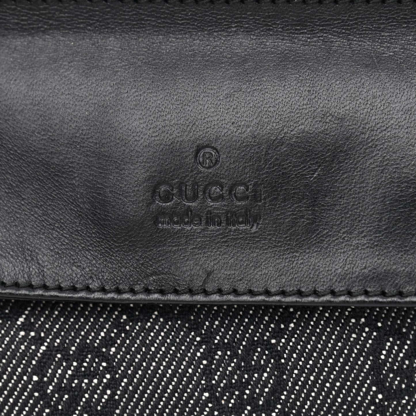 GG Denim Monogram Double Pocket Belt Bag Black