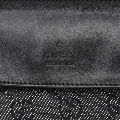 Gucci GG Denim Monogram Double Pocket Belt Bag Black 7 of 11