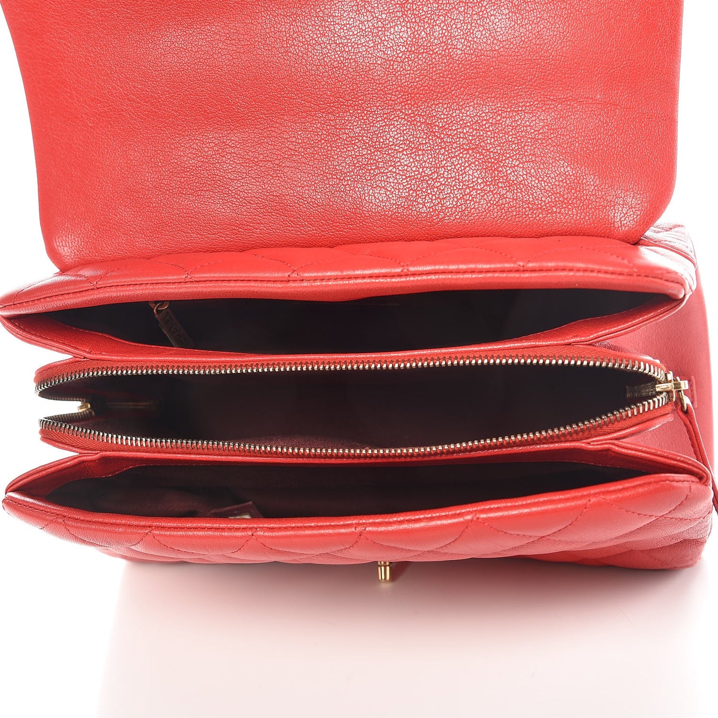 Shiny Sheepskin Quilted Large Trapezio Flap Red