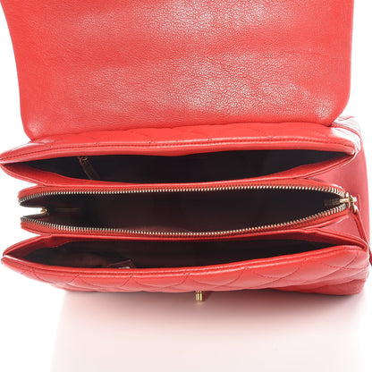 Chanel Shiny Sheepskin Quilted Large Trapezio Flap Red 5 of 8