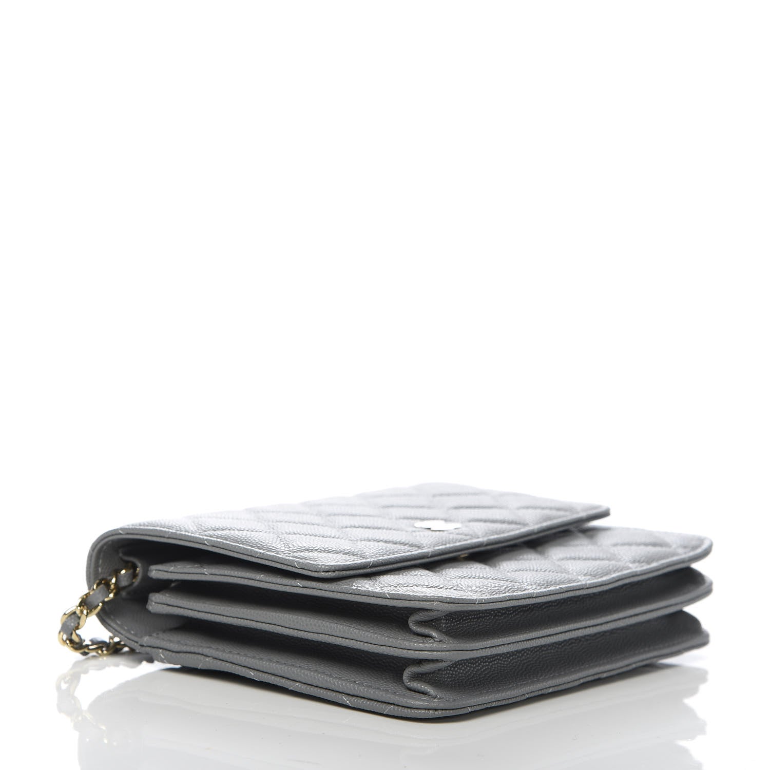 Chanel Caviar Quilted Square Wallet On Chain WOC Grey 4 of 12