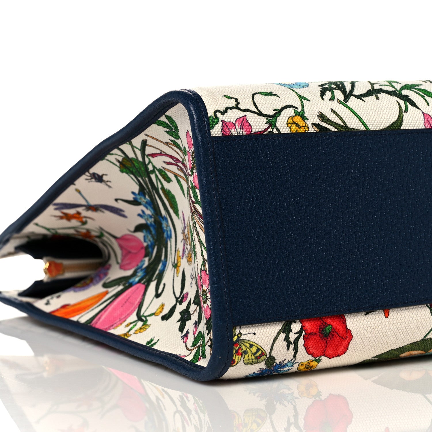 Gucci Canvas Large Flora Tote Navy Multicolor 10 of 11