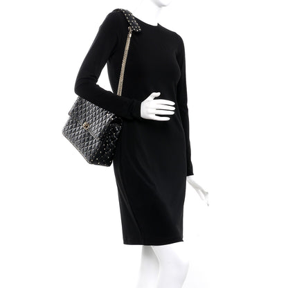 Valentino Garavani Lambskin Large Rockstud Spike Shoulder Bag Black 3 of 8