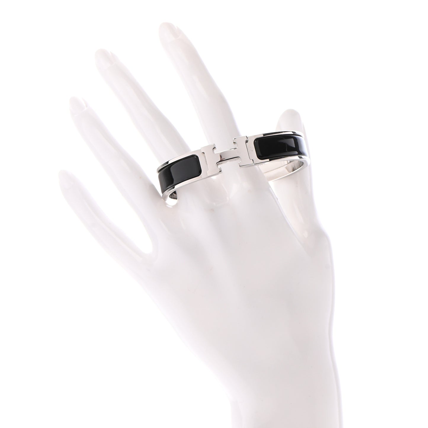 Enamel Narrow Clic Clac H Bracelet PM Black