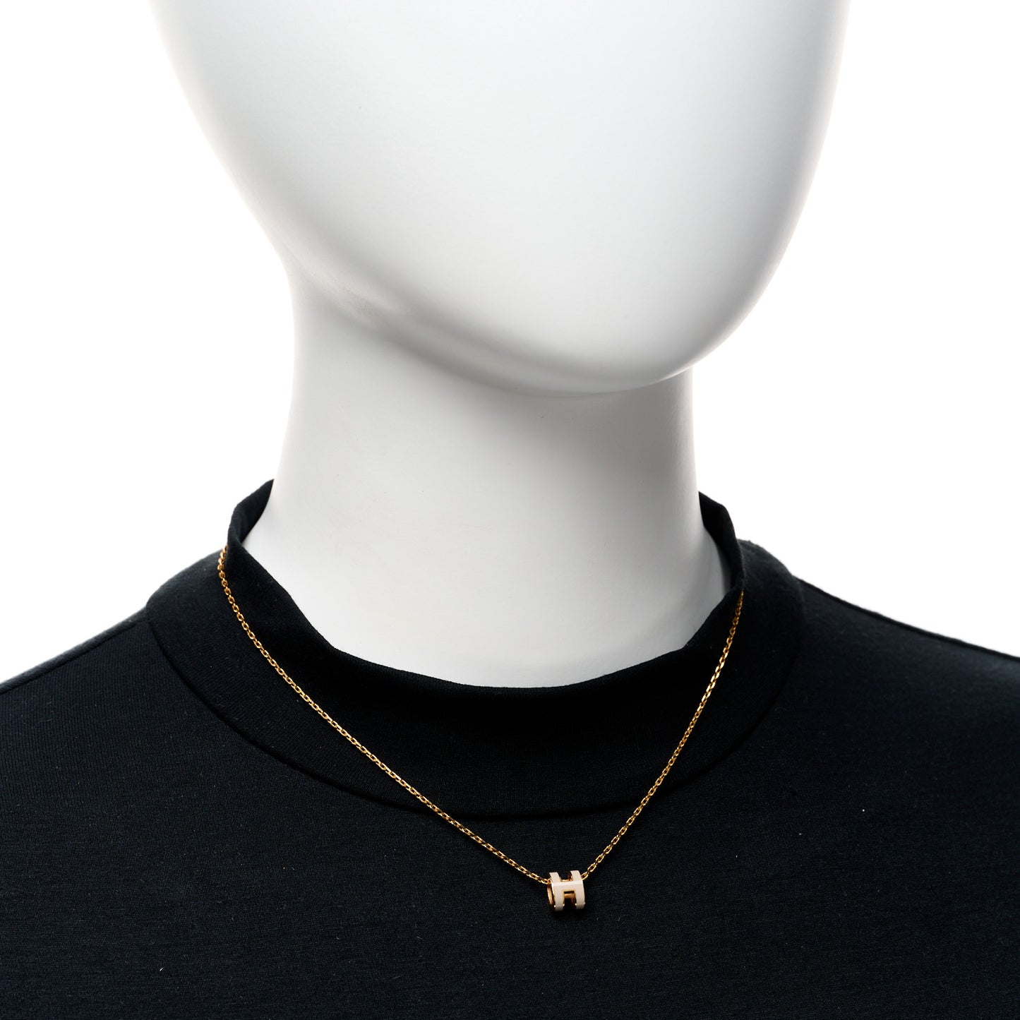 Lacquered Gold Mini Pop H Pendant Necklace Marron Glace