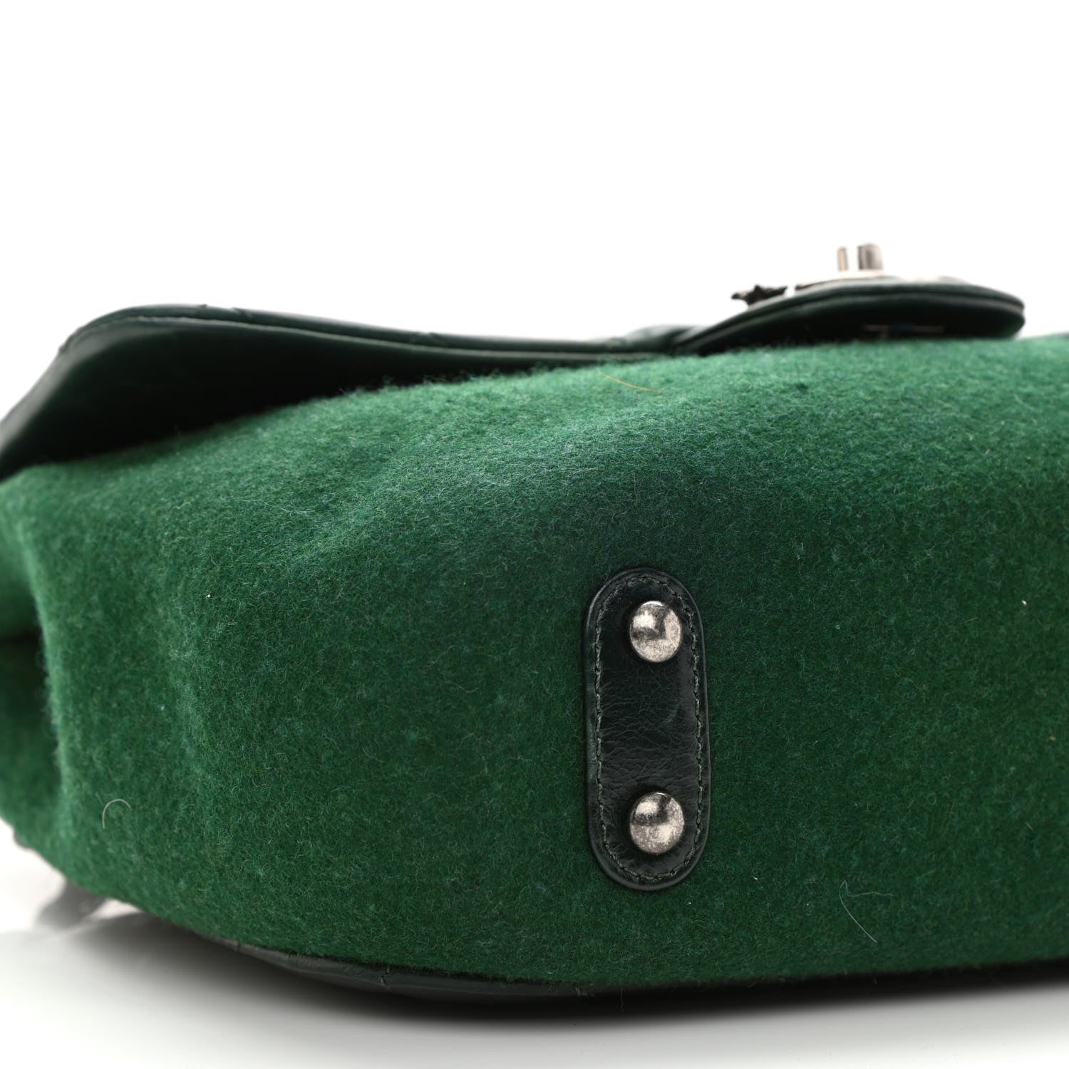 Chanel Felt Glazed Calfskin Quilted Edelweiss Flower Flap Dark Green 10 of 12