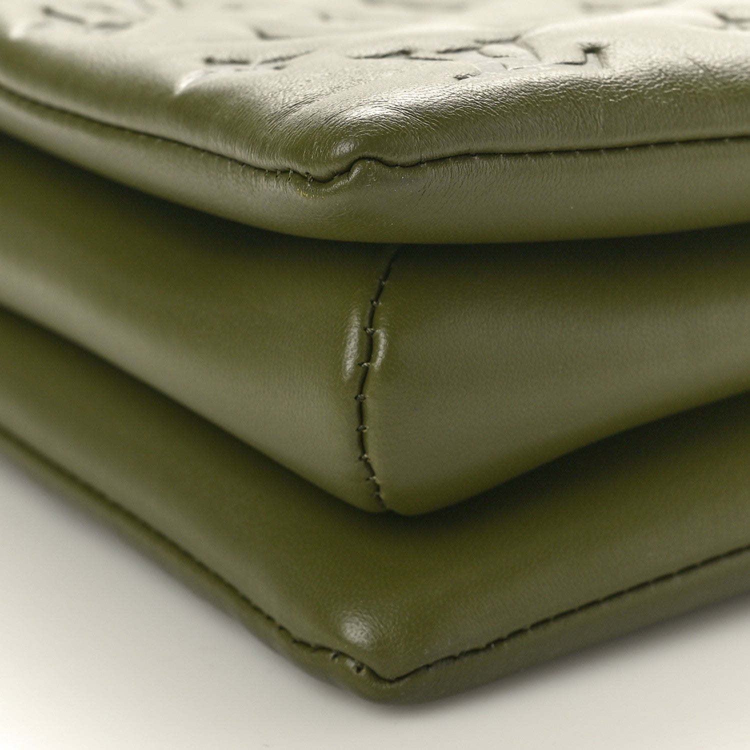 Louis Vuitton Lambskin Embossed Monogram Coussin MM Khaki 8 of 9