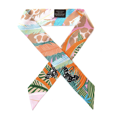 Hermes Silk Jaguar Quetzal Twilly Rose Beige Orange 1 of 5