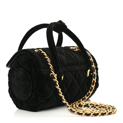 Chanel Velvet Quilted Mini Top Handle Flap Black 3 of 11