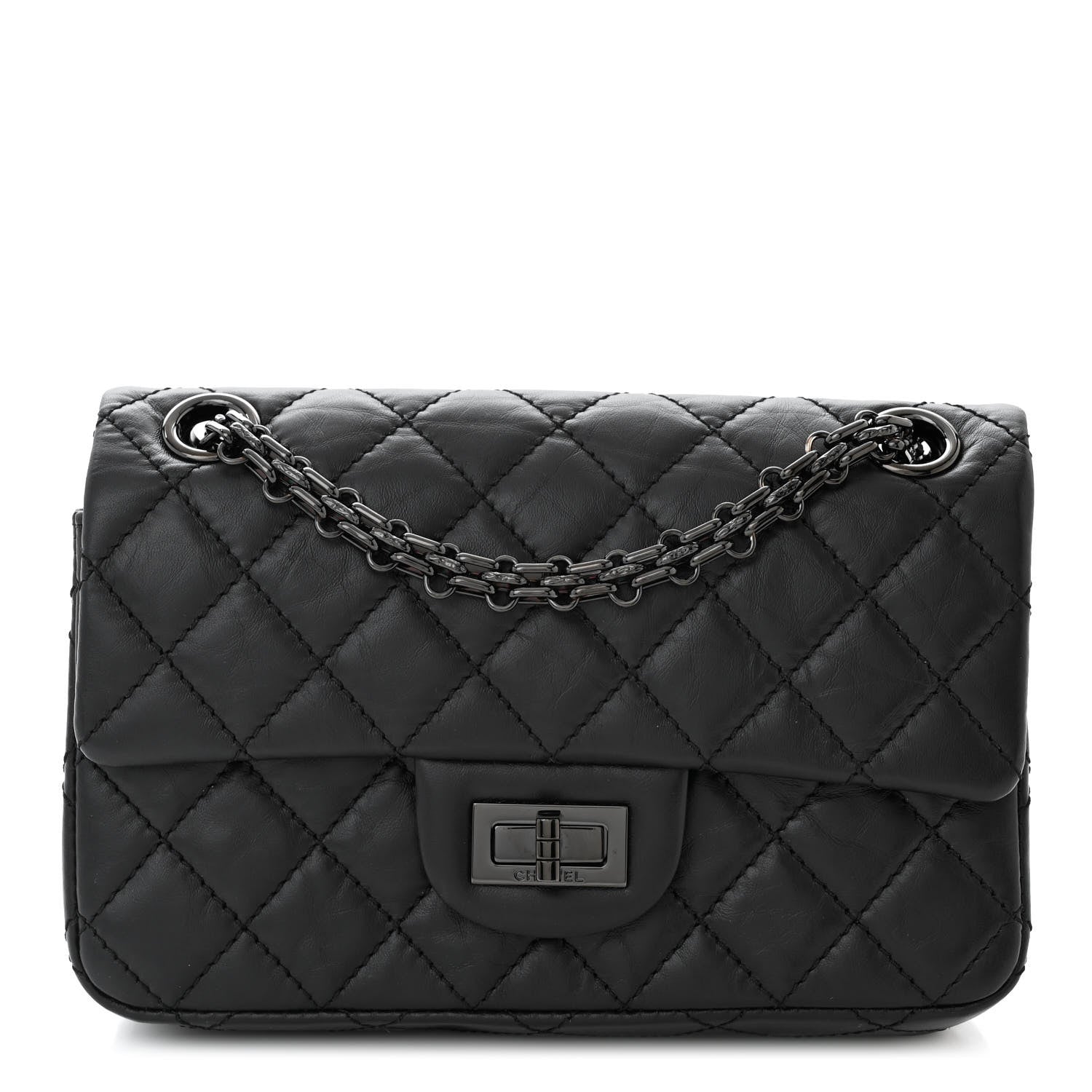 Chanel Aged Calfskin Quilted 2.55 Reissue Mini Flap So Black 1 of 11