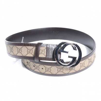 Gucci GG Supreme Monogram Niagara Lux Calfskin Interlocking G 40mm Belt 85 34 Beige Ebony Cocoa 5 of 5